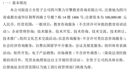 ST陽(yáng)光通擬投資10萬(wàn)設(shè)立全資子公司 發(fā)力教育咨詢(xún)與文化藝術(shù)交流